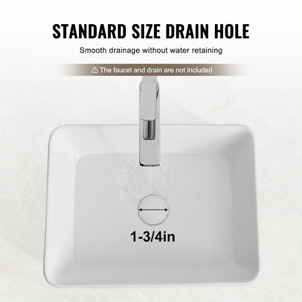 Vask - DUOKU - Rektangulær - Hvid Keramik - 19" x 14,7" - Moderne Stils Vit