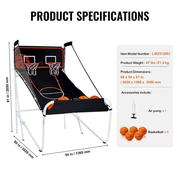 Basketball Arcade Game - DUOKU - Fällbar - 2 Spelare - 5 Bollar - 8 Läge