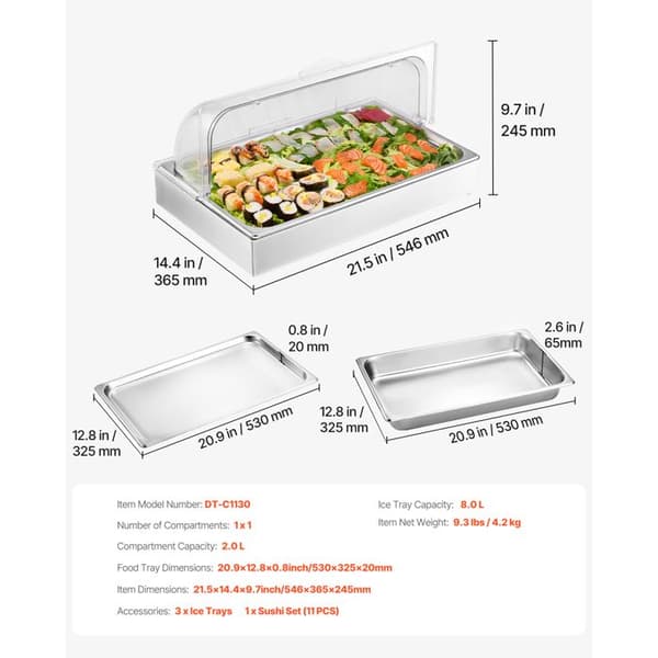Displaybehållare för Servering Mat Disk-Duoku-Stål Serveringsbricka i Rostfritt Stål-Buffet Kryddställ