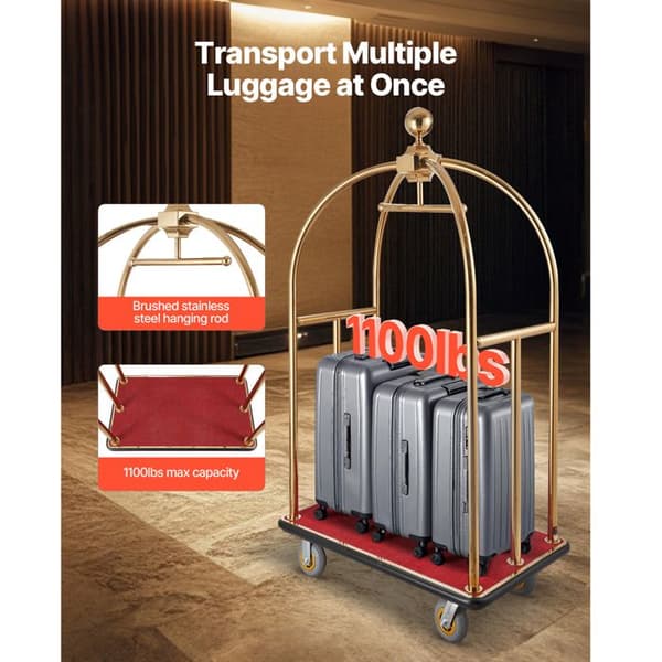 Bagagevogn - DUOKU - Model X-109 - Kapacitet 500 kg - Rustfrit Stål - Rød Tæppe Guld