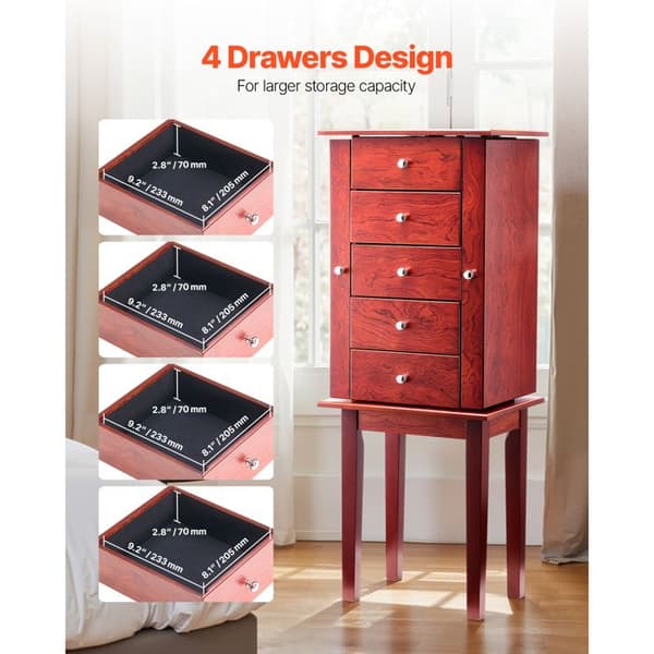Smyckesskåp - DUOKU - PY-2502SS - Fällspegel - 4 Lådor - Modern Design