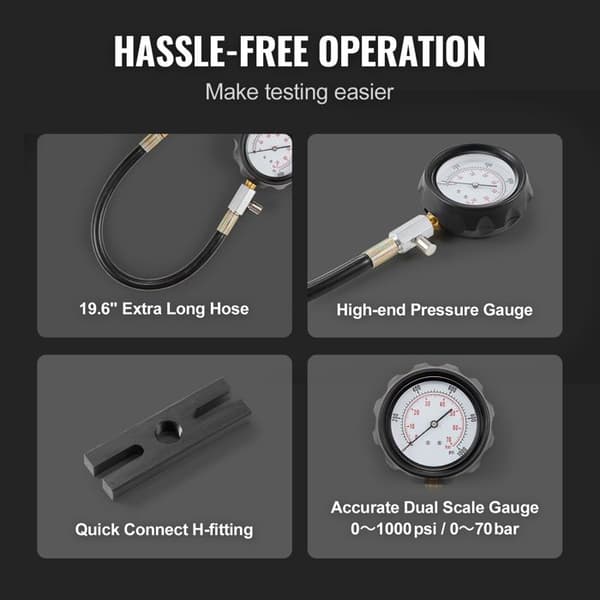 Diesel Motor Compression Tester-Duoku-18 Delar-Testtryk Cylinder Kit-med Adaptere