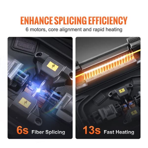 Fiber Optic Splicer 6 Motors-Duoku-Splicing 6 s and Heating 13 s-LCD Screen 5"-3 in 1 Support-7800 mAh Battery
