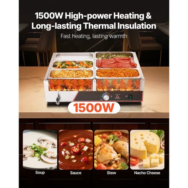 Elkedel - DUOKU - SKT1/1*2 - 1500 W - 6 GN 1/3 beholdere - Rustfrit stål