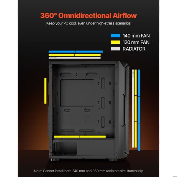 Speldatorhölje - DUOKU - Mellanstor Låda - 4 ARGB-fläktar 120 mm - Härdat Glas-panel - ATX/M-ATX/ITX