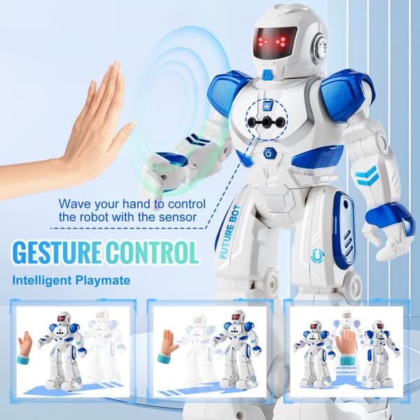 RC Robot Legetøj til Børn-Duoku-Bevægelsesdetektion-Programmérbar-Interaktiv Intelligent, Går, Synger, Danser