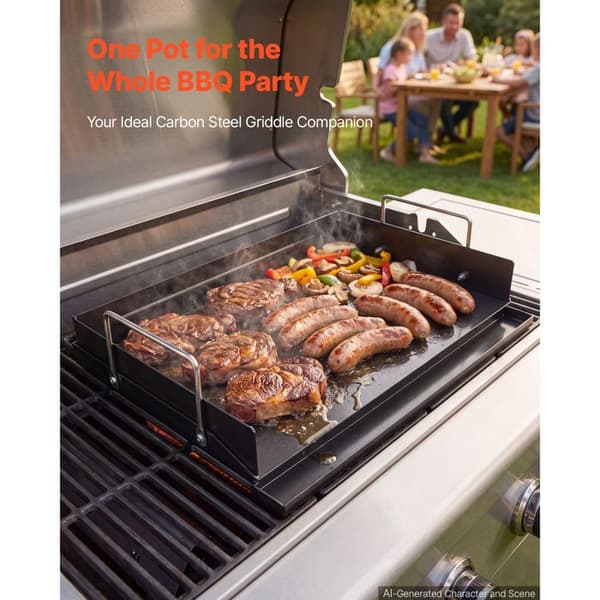 Grillplatta - DUOKU - HP0650 - Kolstål - 430x290 mm - För gasolspisar