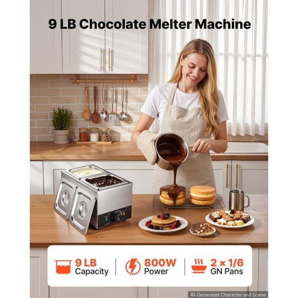 Chokladfondue - DUOKU - CS-2A - 2 behållare GN1/6 - 800 W - Kapacitet 4 kg