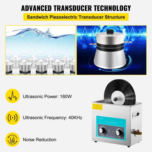 Ultralydsrenser til vinylplader - DUOKU - Duoku 6L 40 kHz - Rustfrit stål 304 - Opvarmning 300W - Timer 30 min