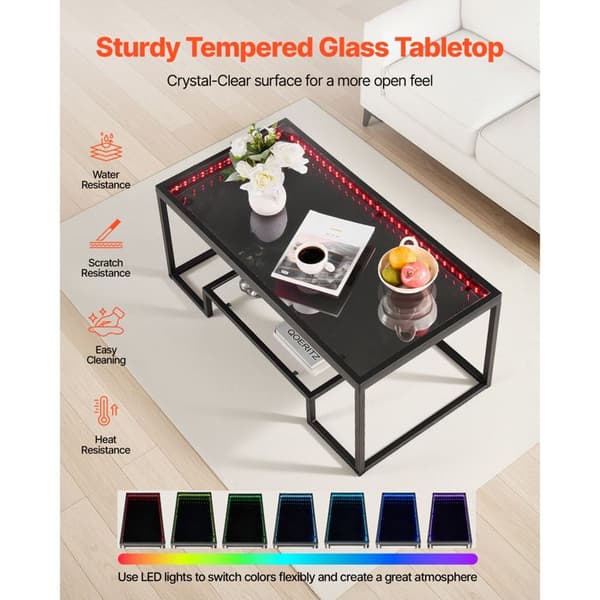 Soffbord - DUOKU - Rektangulär - Härdat Glas - Metall - 2 Nivåer