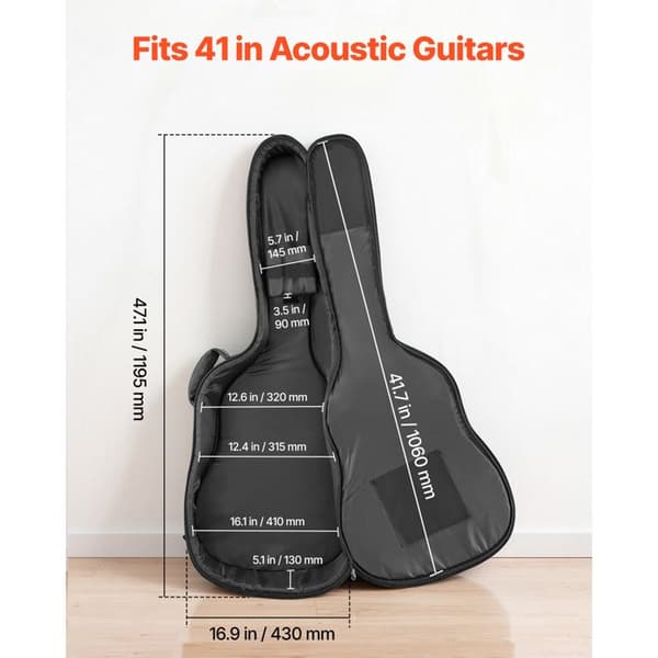 Hårdt Etui til Akustisk Guitar - Duoku - 1041 mm, til Transport og Opbevaring, med Indbygget Rum til Tilbehør