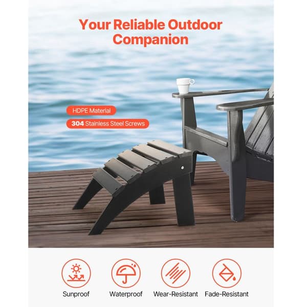 Adirondack Puff - DUOKU - Fleksibel - HDPE - Sort - Vejrbestandig svart