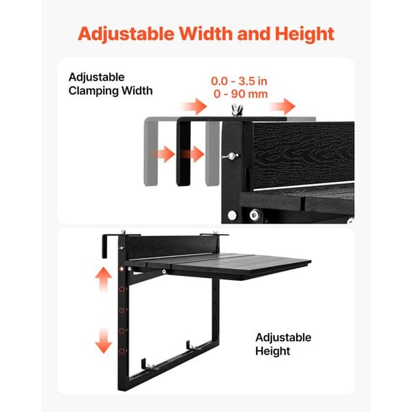 Balkonghängande bord - DUOKU - DL-BC10 - 101,5x38 cm - Kapacitet 27 kg - Justerbar höjd