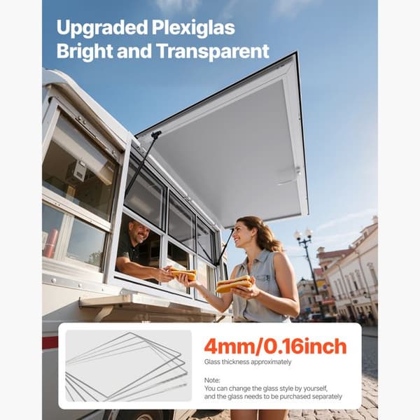 Servicevindue til Restaurantlastbil-Duoku-152,4x91,5 cm-Aluminiumsramme-6 Små Åbninger