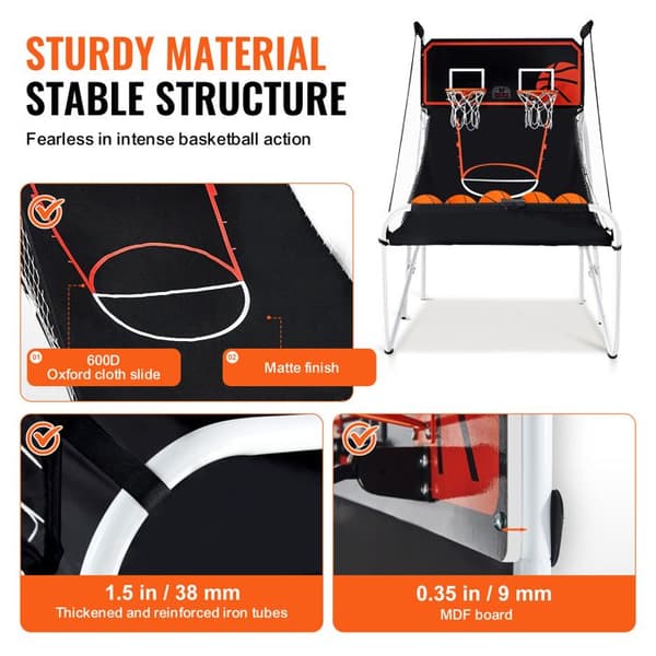 Basketball Arcade Game - DUOKU - Fällbar - 2 Spelare - 5 Bollar - 8 Läge