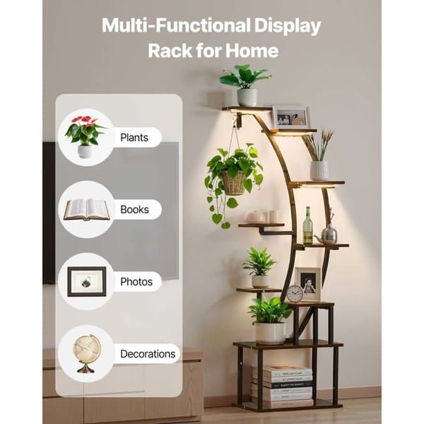 Support til Indendørs Planter - DUOKU - Hylde 9 Niveauer - 160 cm - LED Vækstlampen - Metal