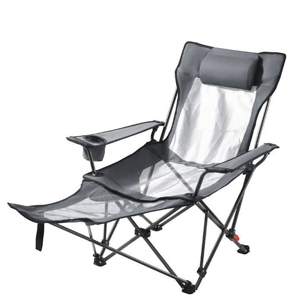 Fällbar Campingstol - DUOKU - YL-15005-2 - 4 Justerbara Positioner - Fotstöd - 100 kg - Grå Grå