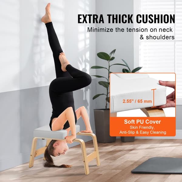 Yoga bank - DUOKU - Inversionsstol - Träram - PU-kudde - Vit Vit