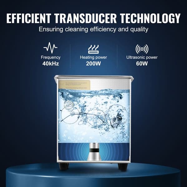 Ultralydrenser-Duoku-2 L-Digital Professionel Laboratorie Renser med Timer-Varme 100 W