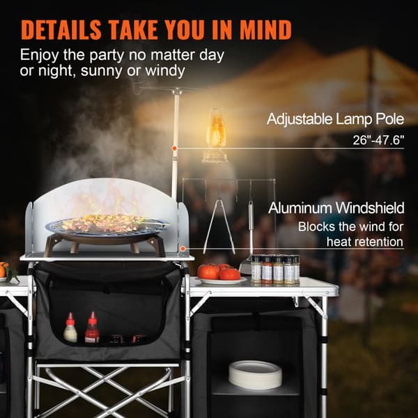 Camping Køkkenbord-Duoku-Udendørs Foldbart Madlavningsbord med Opbevaringspose-Aluminium
