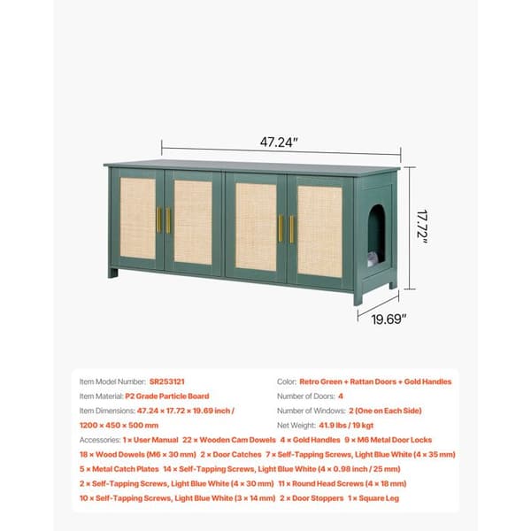 Møbel til Kattebakke - DUOKU - SR253121 - 4 Døre - Retro Grøn - Elegant Design Retro grön
