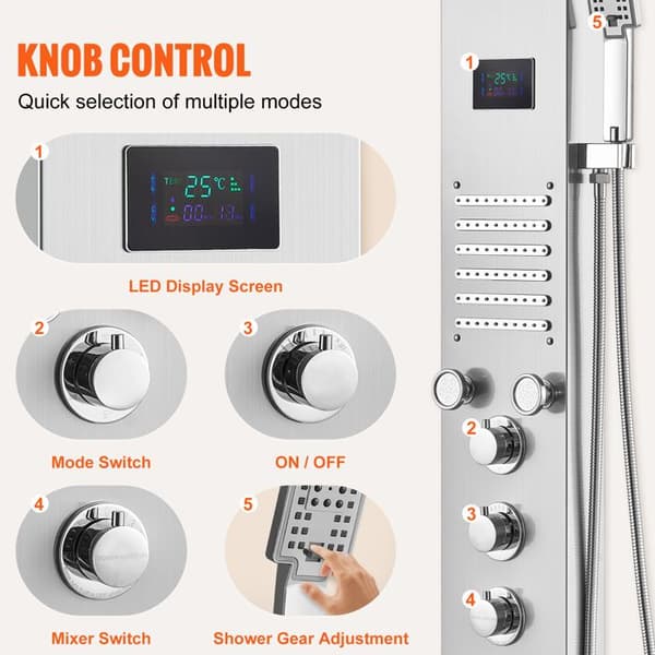 Duschpanelsystem - DUOKU - 8004FL - 6 Duschlägen - 5 Massagejets - LED Ingår
