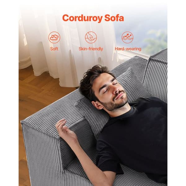Soffa 2 Platser - DUOKU - Soffa för Vardagsrum - Velour Ribbad - 160 cm - Grå Grå