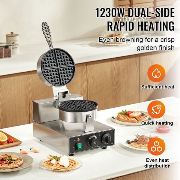 Gaufrier - DUOKU - HT-1 - 1230 W - Rustfrit Stål - Non-stick - Temperaturkontrol pengar