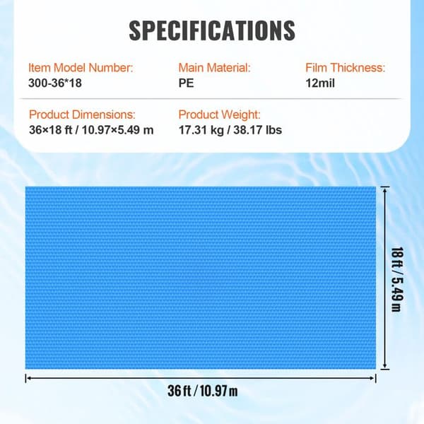 Aurinkosuoja - DUOKU - Suorakulmainen - 36 x 18 ft - Paksu PE 12 Mil - Sininen Blå