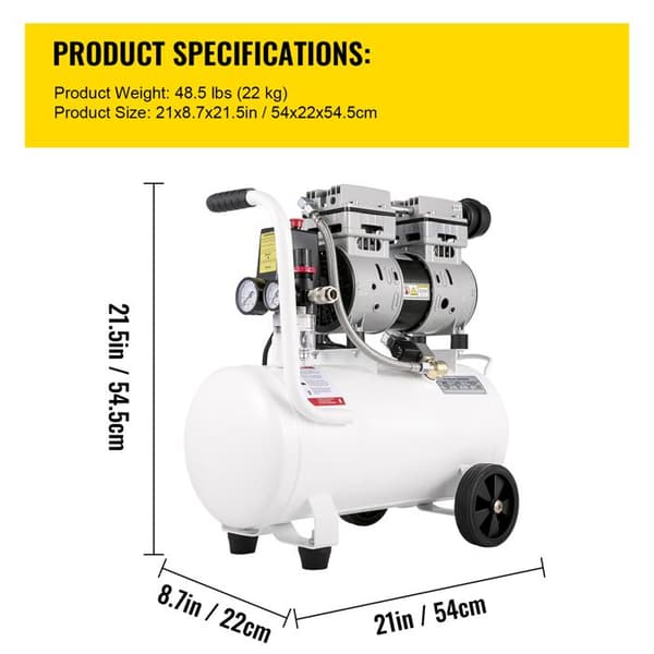 Luftkompressor - DUOKU - KYJ-9383 - 25 L - 750 W - Ultra tyst Vit