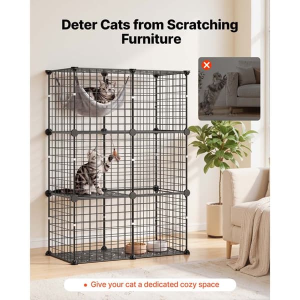 Indendørs Kattebur med 3 Niveauer - Duoku - Dimensioner 71,1x35,5x104,1 cm, Sort - Egnet til 1 til 2 Katte og Andre Små Dyr