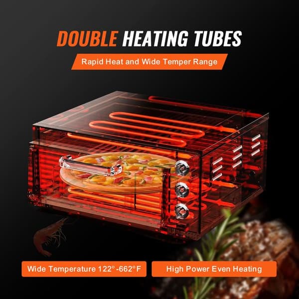 Pizzaugn - DUOKU - FY-1EP - Rostfritt stål - Max temperatur 350℃ - Vikt 15,9 kg