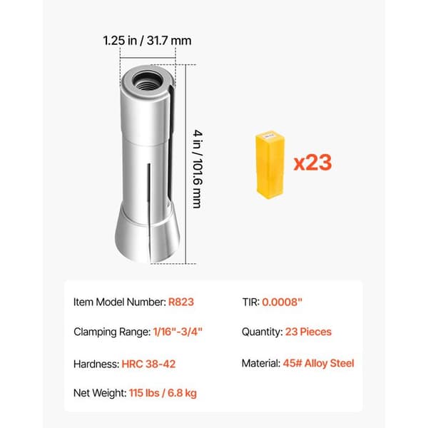 Tångspel - DUOKU - R823 - 1/16"-3/4" - Legerat stål 45# - TIR 0,0008"