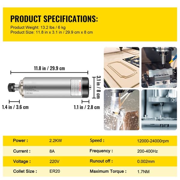 Luftkyld Spindelmotor-Duoku-Luftkyld Spindelmotor ER20-2,2 KW 220 V-För CNC-Gravering och Fräsning