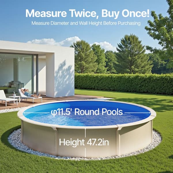 Poolöverdrag - DUOKU - 350x120 cm - Standard vinyl - Slittålig - Rund