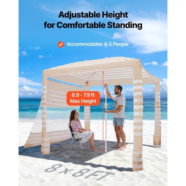 Strandtält - DUOKU - SZ002 - 2,4x2,4 m - Sidoväggar - Sandfickor