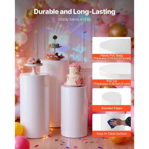 Support Floral - DUOKU - Set av 3 - Höjd 60/75/90 cm - Belastning 15 kg - Modern design Vit