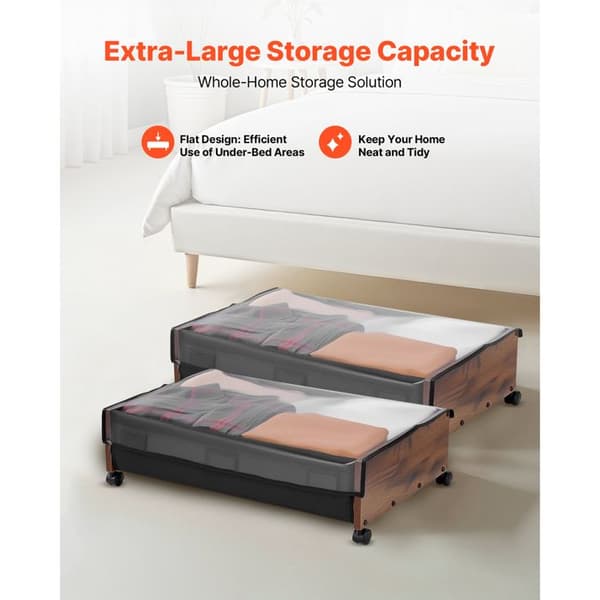 Förvaring under sängen - DUOKU - MBCD-3001 - 65x46x18 cm - 2-pack - Låsbara 360° hjul
