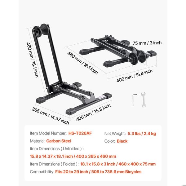 Cykelstöd hopfällbart - DUOKU - HS-T026AF - Kolfiberstål - Kompatibel 20–29" - Kompakt hopfällbar
