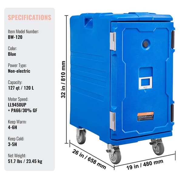 Isolert Transportkasse - DUOKU - BW-90D - 120 L - Varmehold 4-6 timer - Kuldehold 3-5 timer Blå