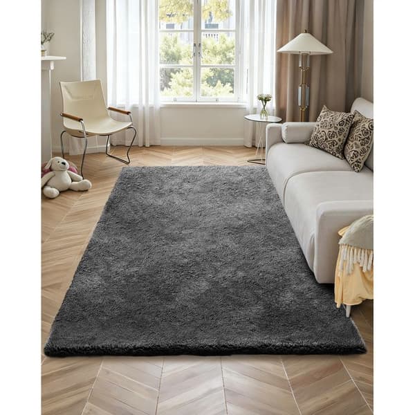 Tæppe - DUOKU - Moderne - 1,5 x 2,4 m - Antiskrid - Blød og Plush Mörkgrå