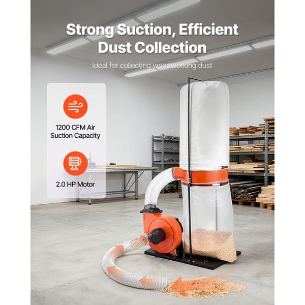 Dammsamlare - DUOKU - DC20001 - 2 HK - 1200 CFM - Påse 132,5 L