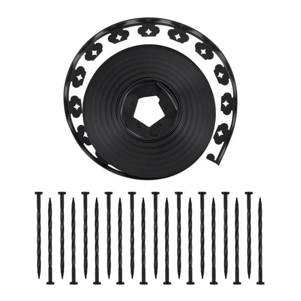 Plastikhavekant-Duoku-30 m x 4 cm-med 120 Pindene-Med installation uden gravning-UV-resistent
