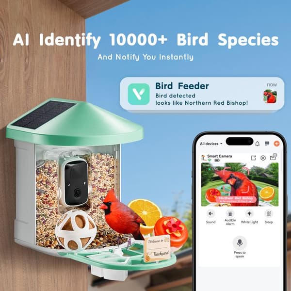 Intelligent Fågelmatarkamera - DUOKU - FB-A03 - 2K HD - Solenergi - 5200 mAh