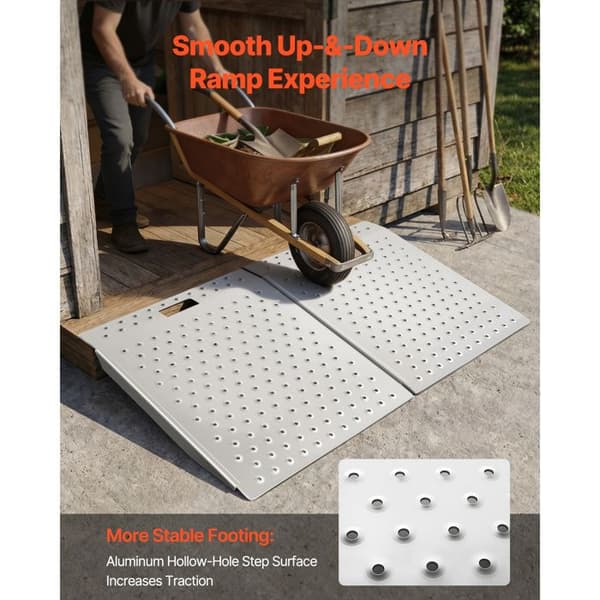 Rampe de Seuil 750x617 mm-Duoku-Aluminium Antiskrid Rampe til Kørestol-Bæreevne 340,2 kg
