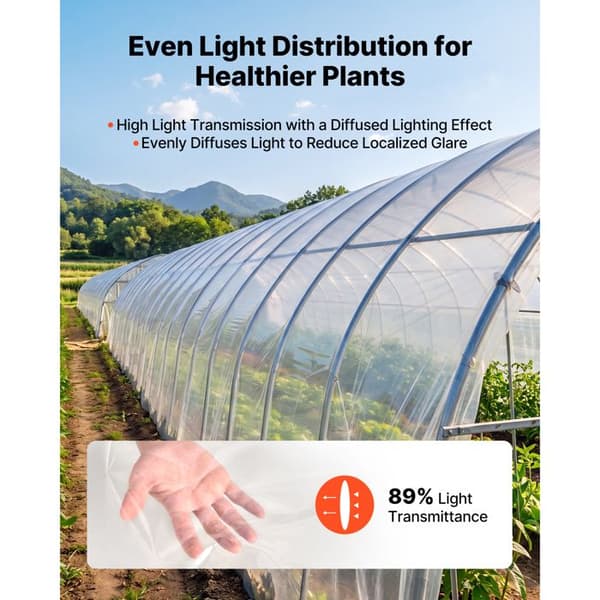 Båge växthus - DUOKU - YFGH-6ft100ft - 1,8 x 30,5 m - 0,15 mm (6 mils) - Transparent, 89% överföring Transparent