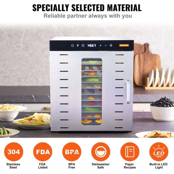 Madmad dehydrator - DUOKU - SS-10X - Rustfrit stål - 1000 W - 10 hylder