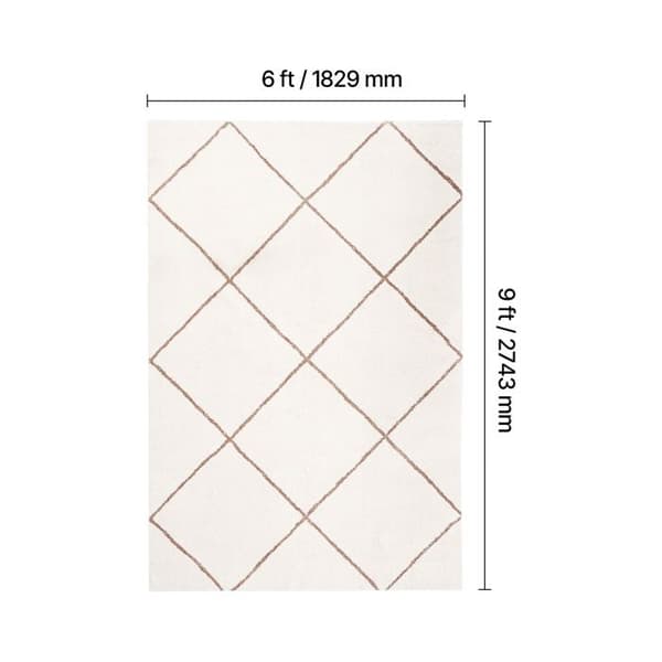 Matta - DUOKU - Rektangulär - 1,83 x 2,74 m - Mjuk och Tjock - Halkfri - Beige beige