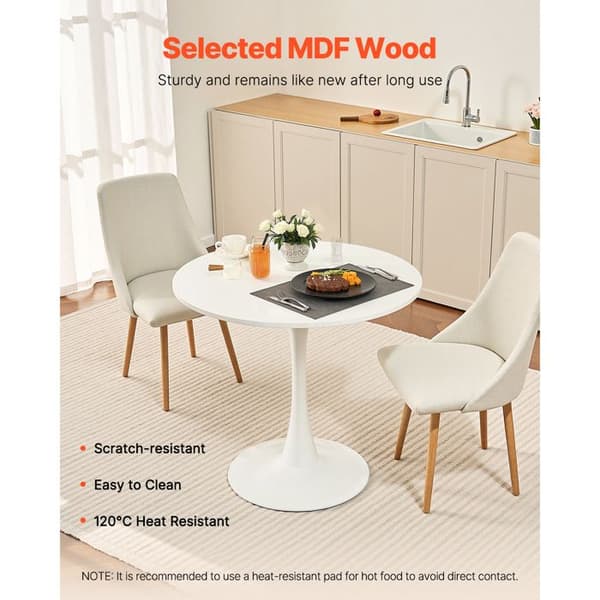 Rund Matbord - DUOKU - 80 x 80 cm - MDF Trä - 4 Platser - Modern Design
