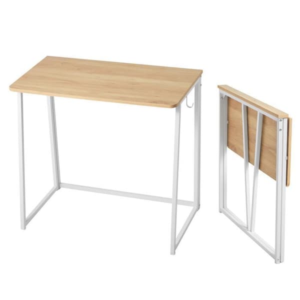 Datorbord - DUOKU - ZH605 - Fällbart 80x40x75 cm - 1,5 cm träskiva - Vit stålram träplatta + vit ram